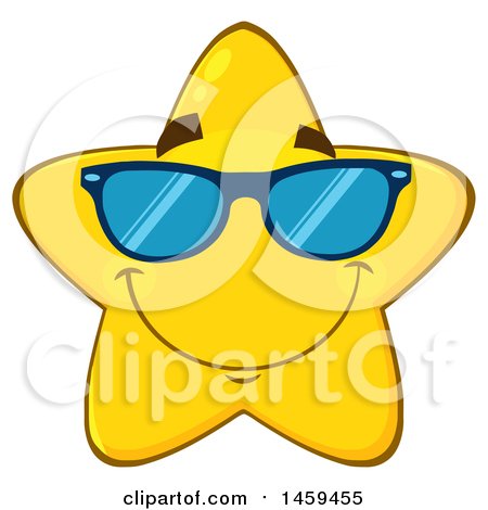 Clipart of a Cartoon Cool Star Mascot Character Wearing Sunglasses - Royalty Free Vector Illustration by Hit Toon