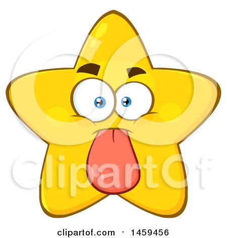 Clipart of a Cartoon Teasing Star Mascot Character Sticking Its Tongue out - Royalty Free Vector Illustration by Hit Toon