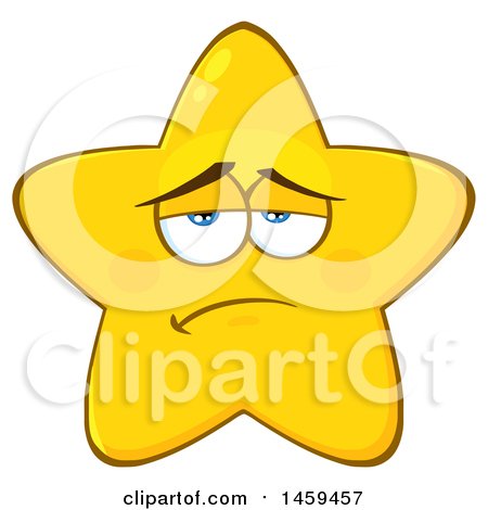 Clipart of a Cartoon Bored Star Mascot Character - Royalty Free Vector Illustration by Hit Toon