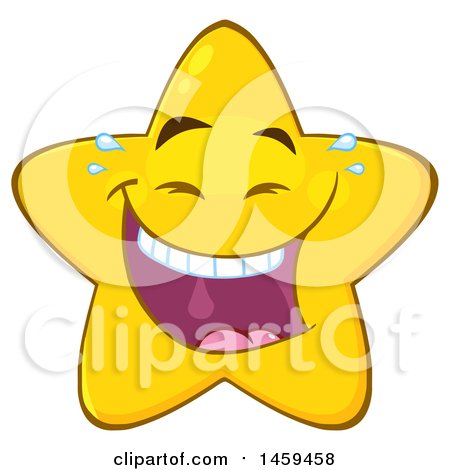 Clipart of a Cartoon Laughing Star Mascot Character - Royalty Free Vector Illustration by Hit Toon