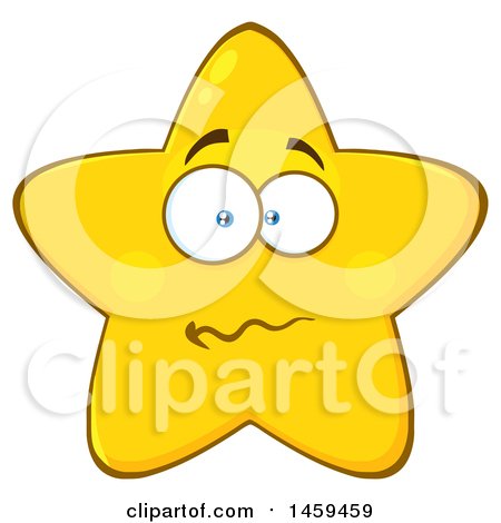 Clipart of a Cartoon Anxious Star Mascot Character - Royalty Free Vector Illustration by Hit Toon