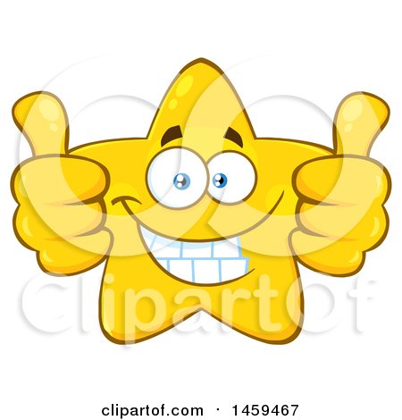 Clipart of a Cartoon Happy Star Mascot Character Giving Two Thumbs up - Royalty Free Vector Illustration by Hit Toon