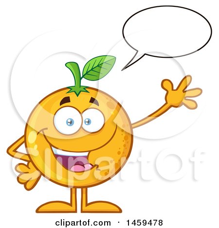 Clipart of a Navel Orange Fruit Mascot Character Talking and Waving - Royalty Free Vector Illustration by Hit Toon