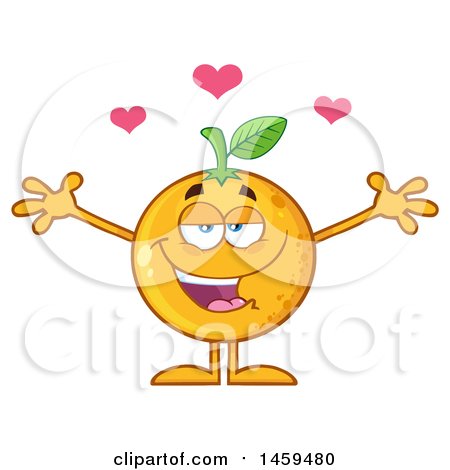 Clipart of a Loving Navel Orange Fruit Mascot Character with Open Arms - Royalty Free Vector Illustration by Hit Toon