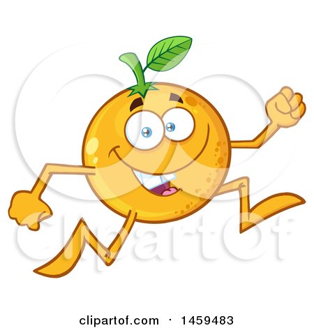Clipart of a Navel Orange Fruit Mascot Character Running - Royalty Free Vector Illustration by Hit Toon