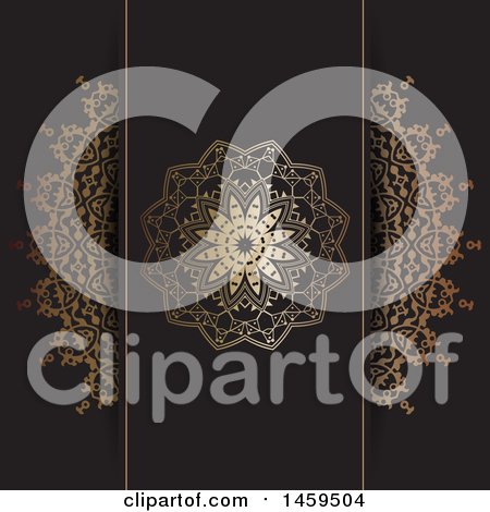 Clipart of Golden Mandala Panels and Black Background - Royalty Free Vector Illustration by KJ Pargeter