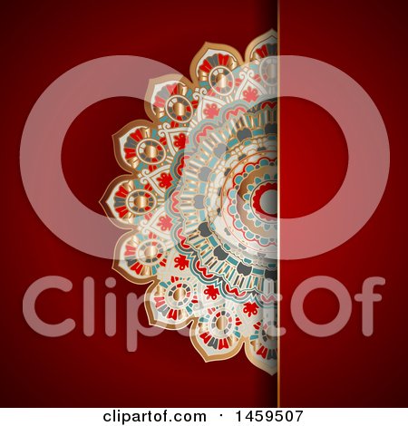 Clipart of a Mandala and Red Background - Royalty Free Vector Illustration by KJ Pargeter