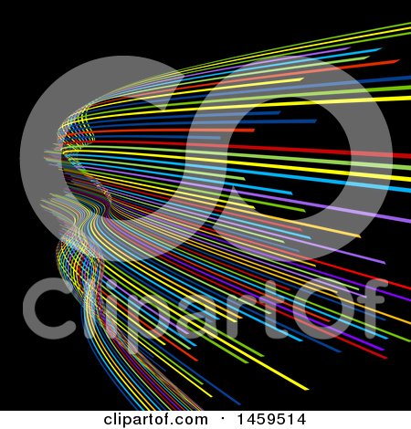 Clipart of a Background of Colorful Lines on Black - Royalty Free Vector Illustration by KJ Pargeter