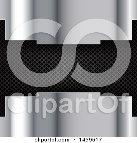 Clipart of a Silver Brushed Metal and Perforated Panel Background - Royalty Free Vector Illustration by KJ Pargeter