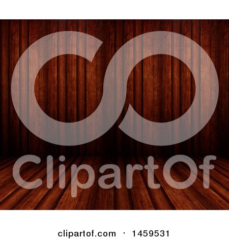 Clipart of a Dark Wooden Room - Royalty Free Illustration by KJ Pargeter