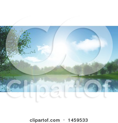 Clipart of a 3d Lake Background - Royalty Free Illustration by KJ Pargeter