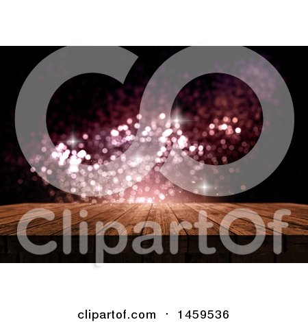 Clipart of a 3d Wood Table and Flares - Royalty Free Illustration by KJ Pargeter