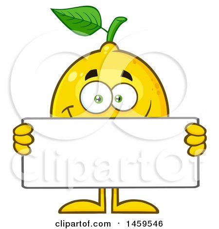 Clipart of a Happy Lemon Mascot Character Holding a Blank Sign - Royalty Free Vector Illustration by Hit Toon