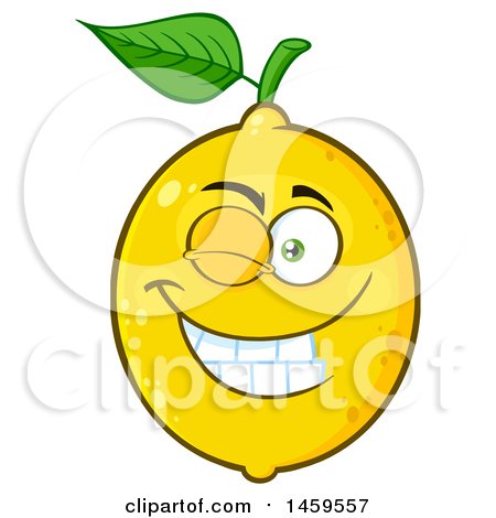 Clipart of a Winking Lemon Mascot Character - Royalty Free Vector Illustration by Hit Toon