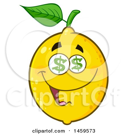 Clipart of a Greedy Lemon Mascot Character - Royalty Free Vector Illustration by Hit Toon