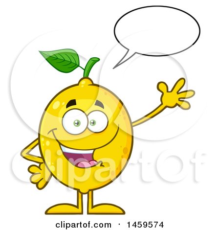 Clipart of a Happy Lemon Mascot Character Talking and Waving - Royalty Free Vector Illustration by Hit Toon