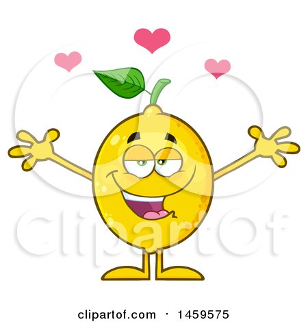 Clipart of a Loving Lemon Mascot Character with Open Arms - Royalty Free Vector Illustration by Hit Toon