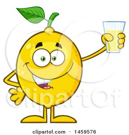 Clipart of a Happy Lemon Mascot Character Holding a Glass of Lemonade - Royalty Free Vector Illustration by Hit Toon