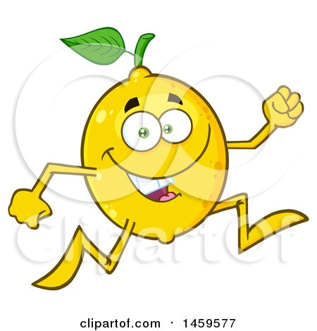 Clipart of a Running Lemon Mascot Character - Royalty Free Vector Illustration by Hit Toon