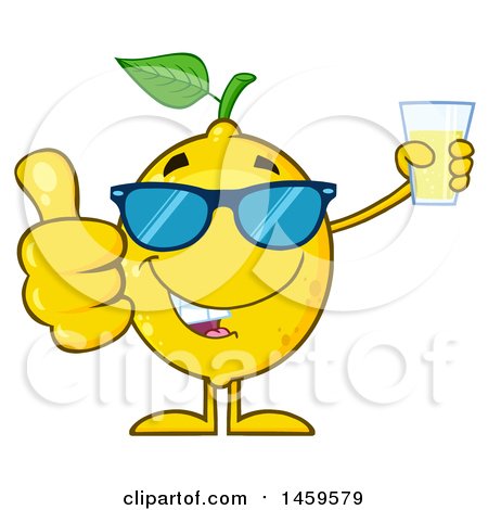 Clipart of a Happy Lemon Mascot Character Giving a Thumb up and Holding a Glass of Lemonade - Royalty Free Vector Illustration by Hit Toon