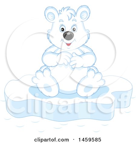 Clipart of a Happy Polar Bear Sitting on Ice - Royalty Free Vector Illustration by Alex Bannykh