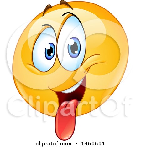 Clipart of a Goofy Yellow Emoji Smiley Face Sticking His Tongue out - Royalty Free Vector Illustration by yayayoyo