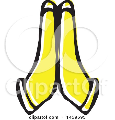 Clipart of Yellow Pop Art Styled Hands Praying - Royalty Free Vector Illustration by Cherie Reve