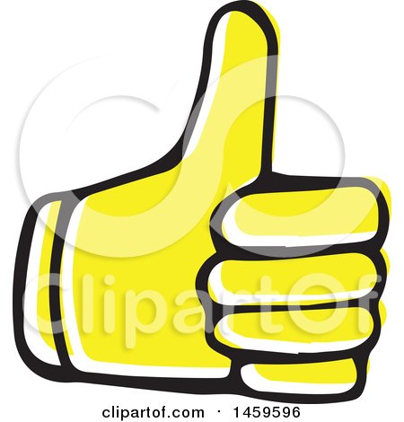 Clipart of a Yellow Pop Art Styled Hand Giving a Thumb up - Royalty Free Vector Illustration by Cherie Reve