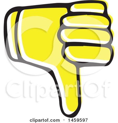 Clipart of a Yellow Pop Art Styled Hand Giving a Thumb down - Royalty Free Vector Illustration by Cherie Reve