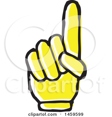 Clipart of a Yellow Pop Art Styled Hand Pointing up - Royalty Free Vector Illustration by Cherie Reve