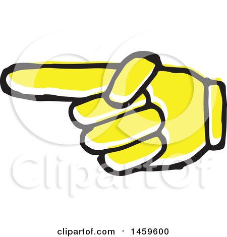 Clipart of a Yellow Pop Art Styled Hand Pointing to the Left - Royalty Free Vector Illustration by Cherie Reve
