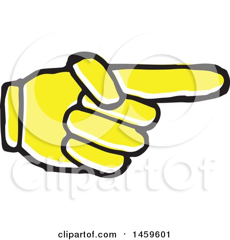 Clipart of a Yellow Pop Art Styled Hand Pointing to the Right - Royalty Free Vector Illustration by Cherie Reve