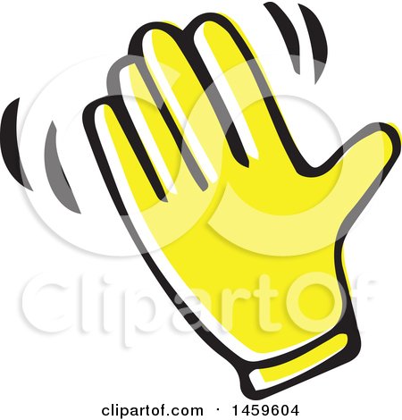 Clipart of a Yellow Pop Art Styled Hand Waving - Royalty Free Vector Illustration by Cherie Reve