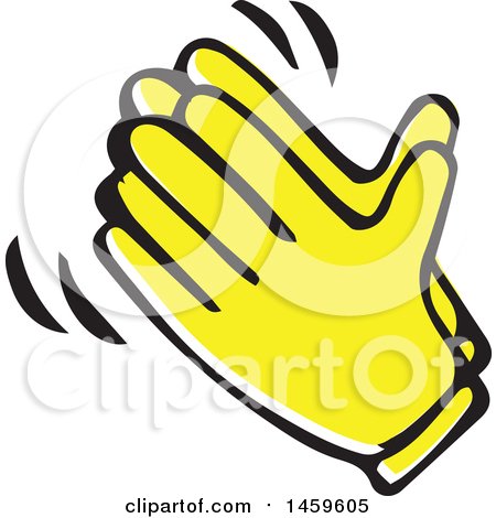 Clipart of Yellow Pop Art Styled Hands Clapping - Royalty Free Vector Illustration by Cherie Reve