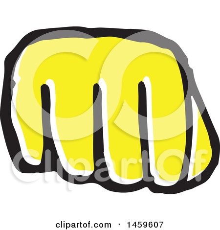 Clipart of a Yellow Pop Art Styled Hand in a Fist - Royalty Free Vector Illustration by Cherie Reve
