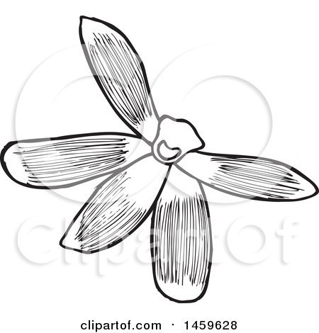 Clipart of a Sketched Orchid Flower Design - Royalty Free Vector Illustration by Cherie Reve