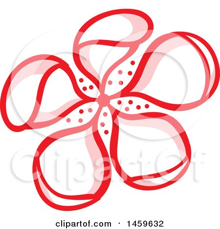 Clipart of a White Pink and Red Cherry Blossom Flower - Royalty Free Vector Illustration by Cherie Reve