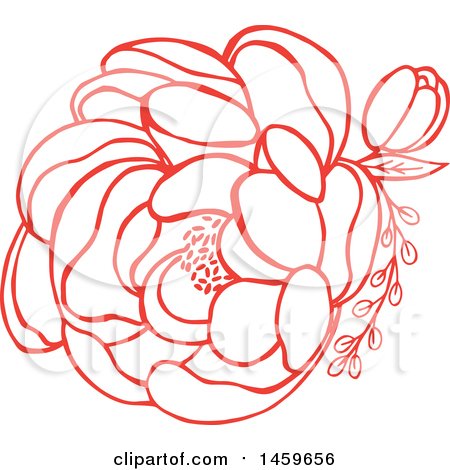 Clipart of a Red Blooming Wildflower - Royalty Free Vector Illustration by Cherie Reve