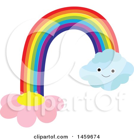 Clipart of a Happy Cloud Flower and Rainbow Weather Icon - Royalty Free Vector Illustration by Cherie Reve