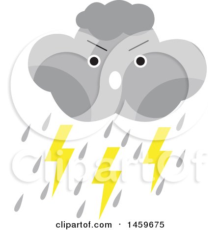 Clipart of a Lightning Storm Cloud Weather Icon - Royalty Free Vector Illustration by Cherie Reve