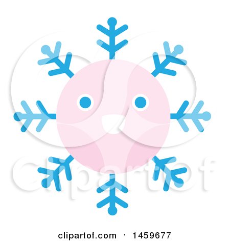 Clipart of a Happy Pink Snowflake - Royalty Free Vector Illustration by Cherie Reve