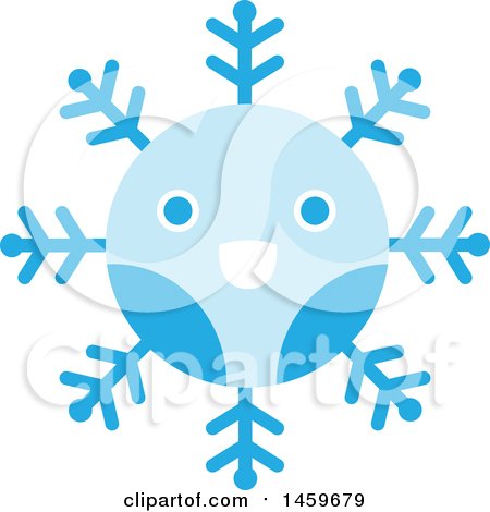 Clipart of a Happy Blue Snowflake - Royalty Free Vector Illustration by Cherie Reve