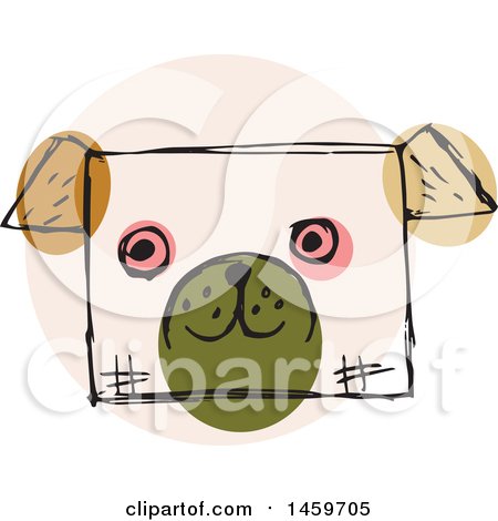 Clipart of a Sketched Dog Face - Royalty Free Vector Illustration by Cherie Reve