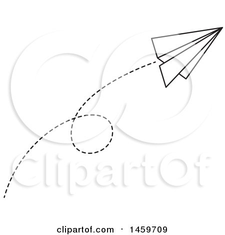 Clipart of a Black and White Paper Plane - Royalty Free Vector Illustration by Cherie Reve