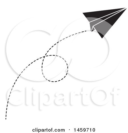 Clipart of a Black and White Paper Plane - Royalty Free Vector Illustration by Cherie Reve