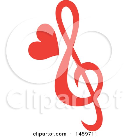 Clipart of a Red Music Note with a Love Heart - Royalty Free Vector Illustration by Cherie Reve