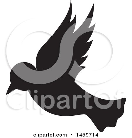 Clipart of a Flying Silhouetted Dove - Royalty Free Vector Illustration by Cherie Reve
