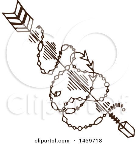 Clipart of a Sketched Indian Arrow - Royalty Free Vector Illustration by Cherie Reve
