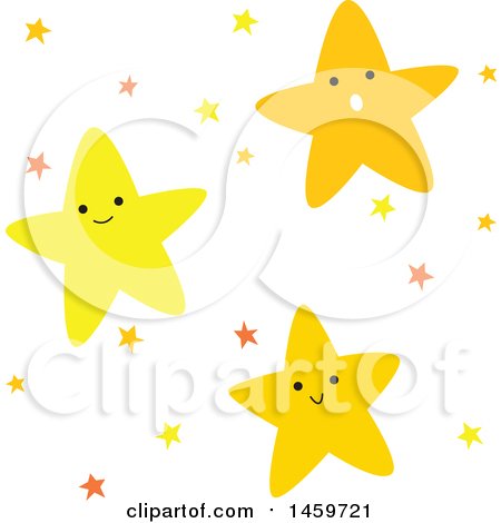 Clipart of a Group of Happy Stars - Royalty Free Vector Illustration by Cherie Reve
