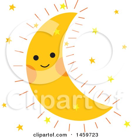 Clipart of a Happy Crescent Moon - Royalty Free Vector Illustration by Cherie Reve